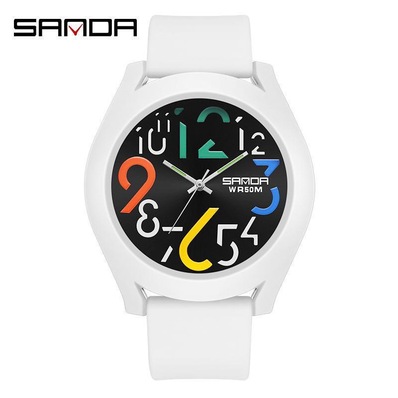 Sanda 9021 reloj electrónico de silicona desmontable anillo exterior de las mujeres de moda digital simple reloj deportivo