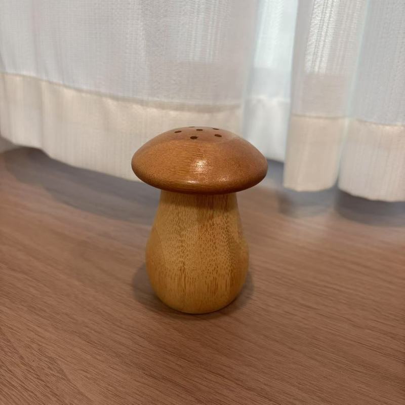 原木蘑菇牙签筒牙签收纳牙签盒牙签罐创意黑胡桃木复古摆件中古风|undefined