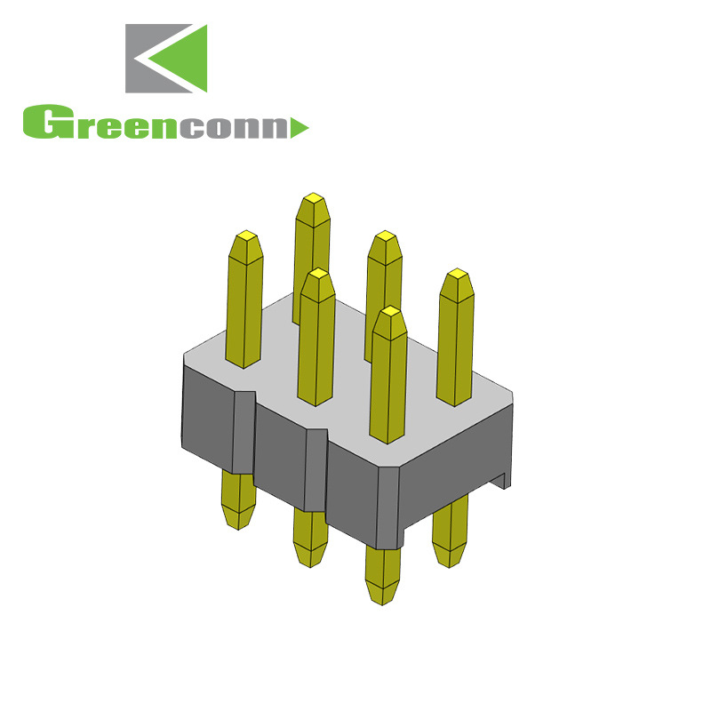 Greenconn连接器间距2.00mm双排单塑 排针DIP型态直针排针连接器