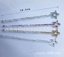 厂家生产闪光粉透明五角星塑料搅拌棒鸡尾酒亚马逊推荐金葱粉调酒