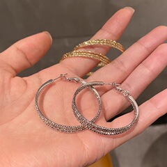 冷淡风金属多层圆圈圈耳环女轻奢高级感气质大耳圈显脸小素圈女