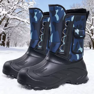 棉鞋男冬季新款跨境加绒加厚高筒雪地靴防水防滑一脚蹬棉靴代发