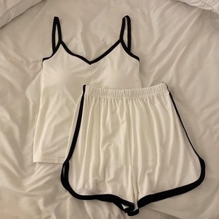 Spring and Summer Modal Suspender Pajamas for Women with Chest Pads, Light Sports Style, Can Be Worn Outside, Casual, Breathable and Cool Home Clothes