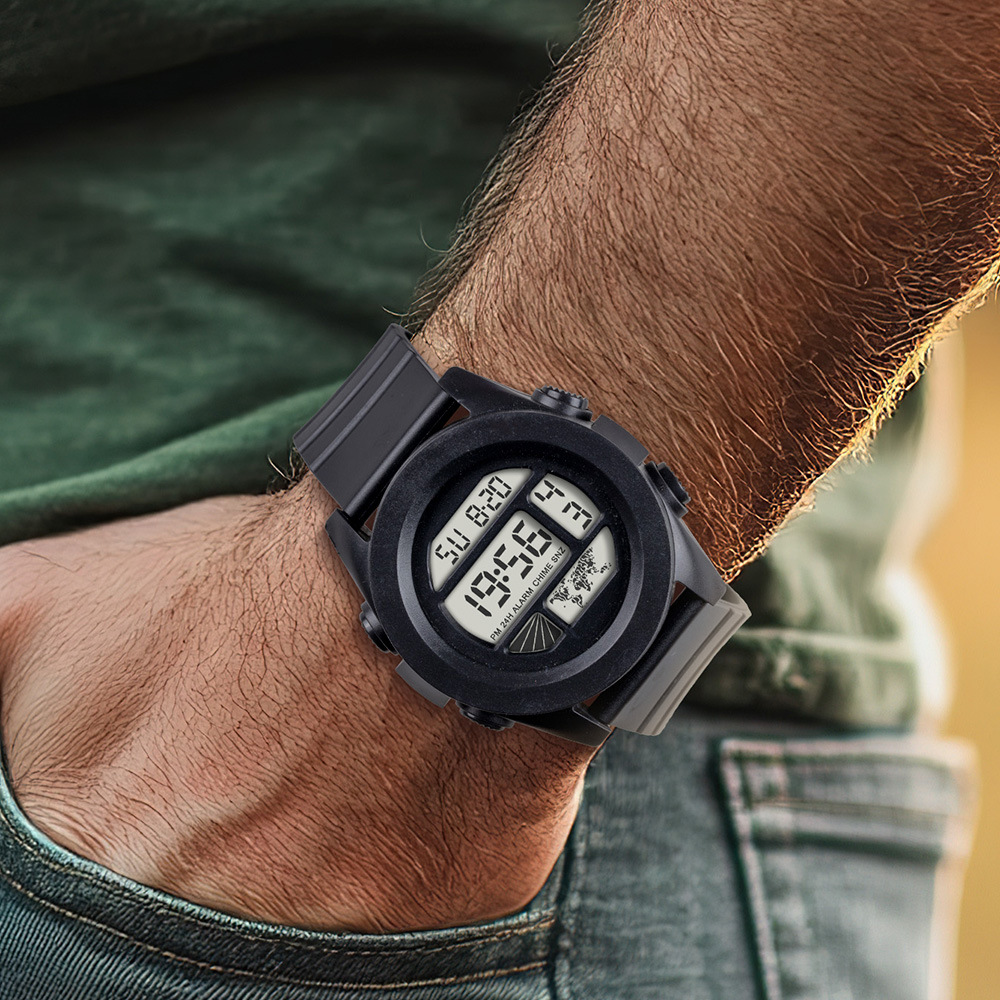 Tendencia de estudiantes al aire libre cronógrafo alarma reloj electrónico moda multifunción juvenil luz nocturna reloj electrónico