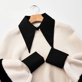 2024 New Women's Korean-style Decorative Black and White Point Collar False Collar All-match Decorative Sweater False Sleeves
