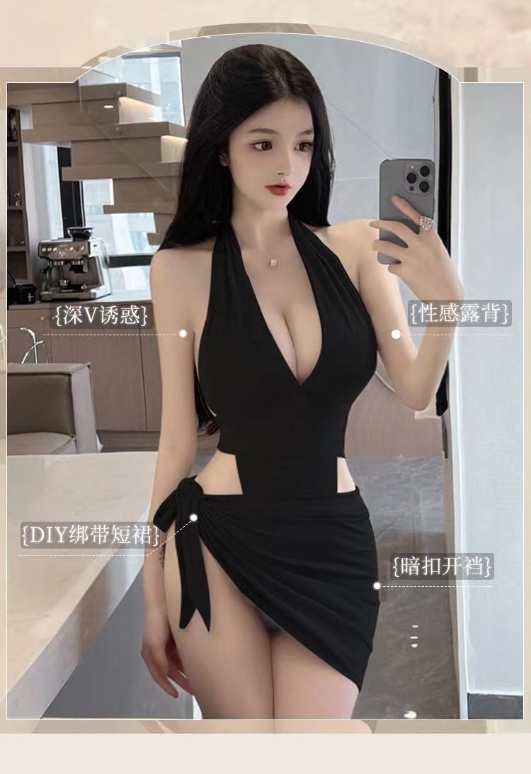 Secretary Roleplay Halter Jumpsuit Set with Detachable Mini Skirt — detail image 12