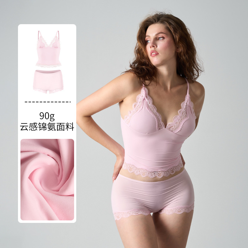 Skims Same Style Lace Underwear Set Lace Lightweight Lace Triangle Camisole Boxer Set