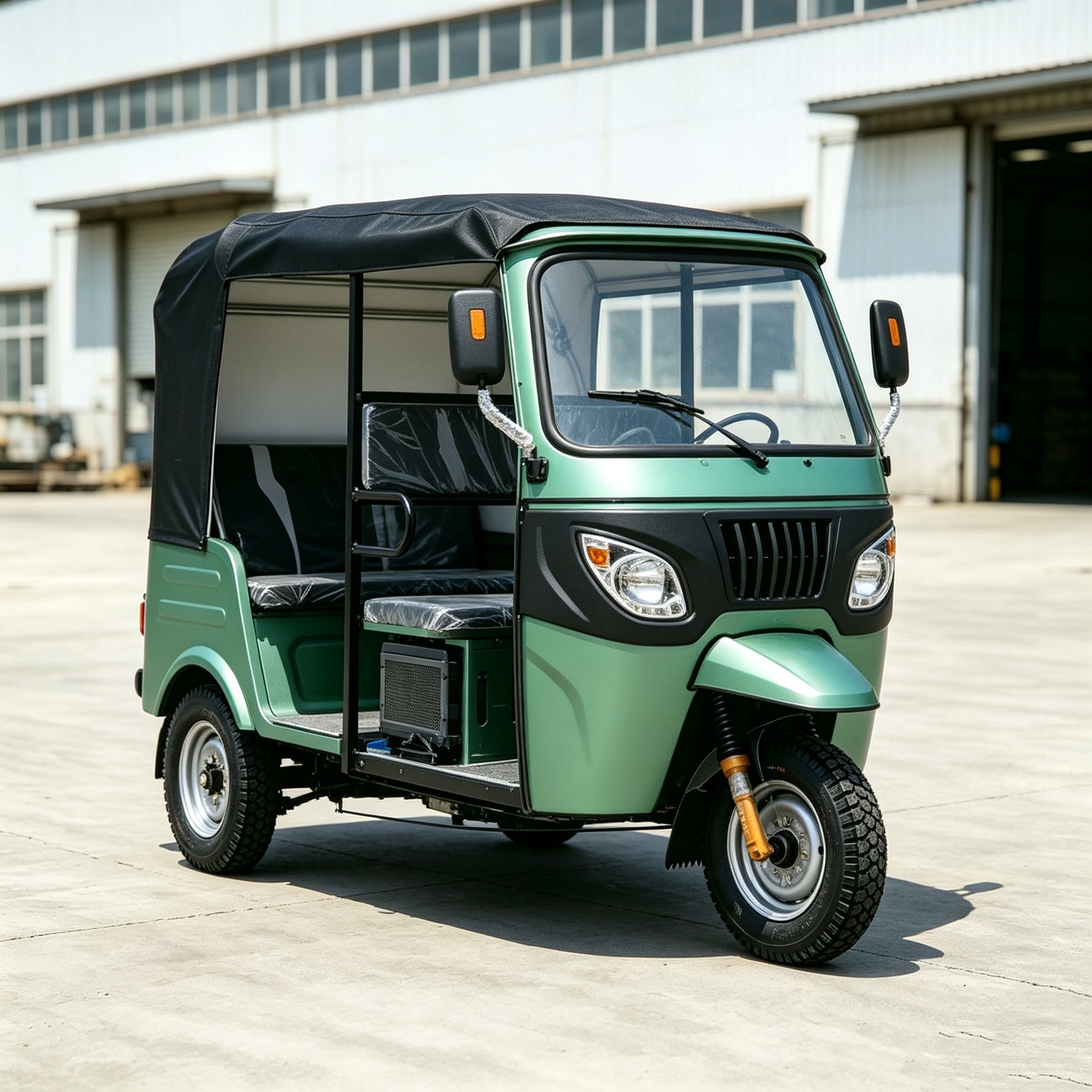 High shock-absorbing and wear-resistant tires, passenger tricycle with large visibility, weatherproof canopy, suitable for multiple passengers, used for commuting and passenger transportation, tuktuk