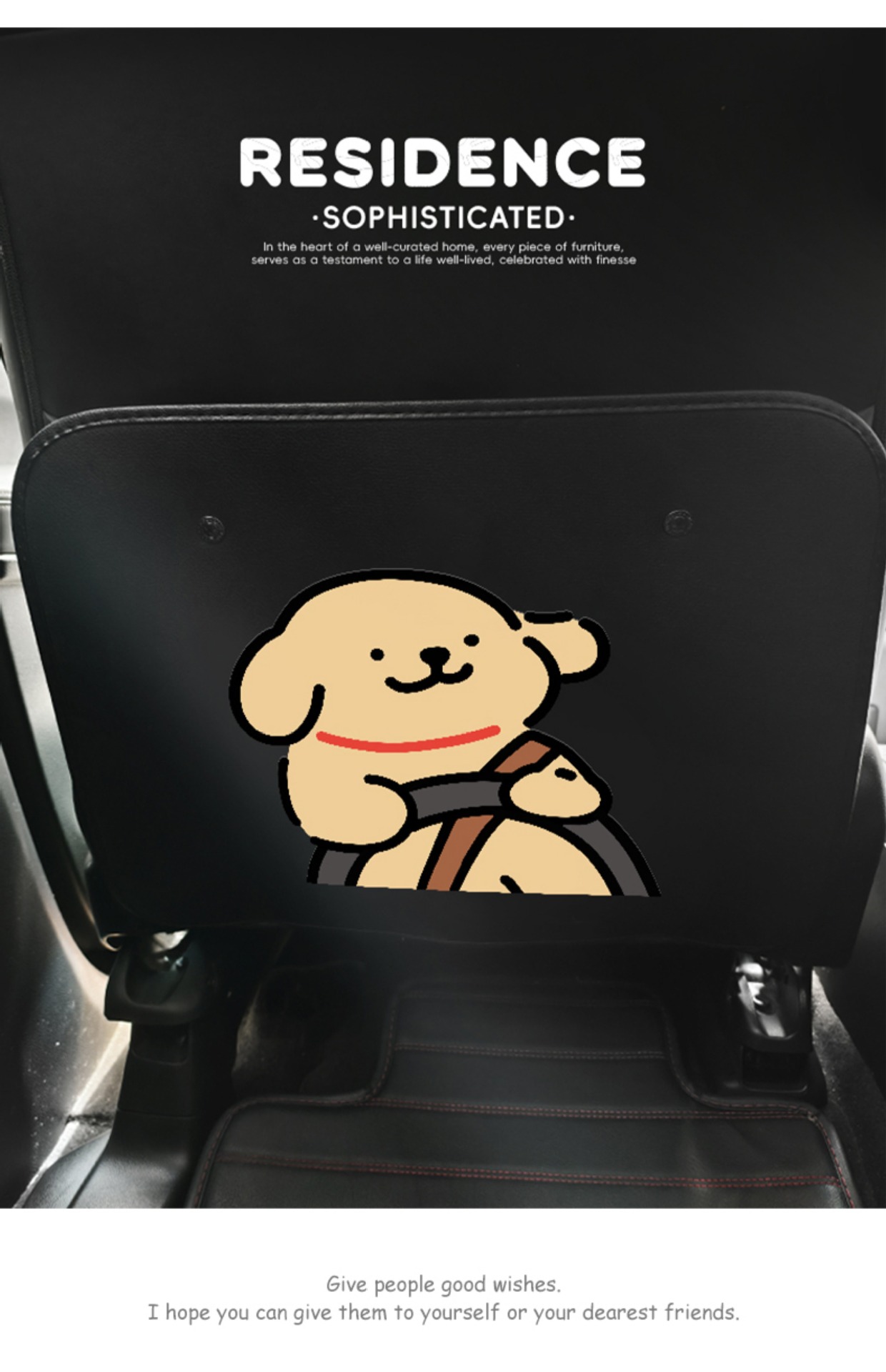 Driving Puppy Car Seat Anti-Kick Pad, Cute Rear Seat Back Anti-Kick Pad, Creative Car Anti-Wear Pad, Anti-Dirty Pad