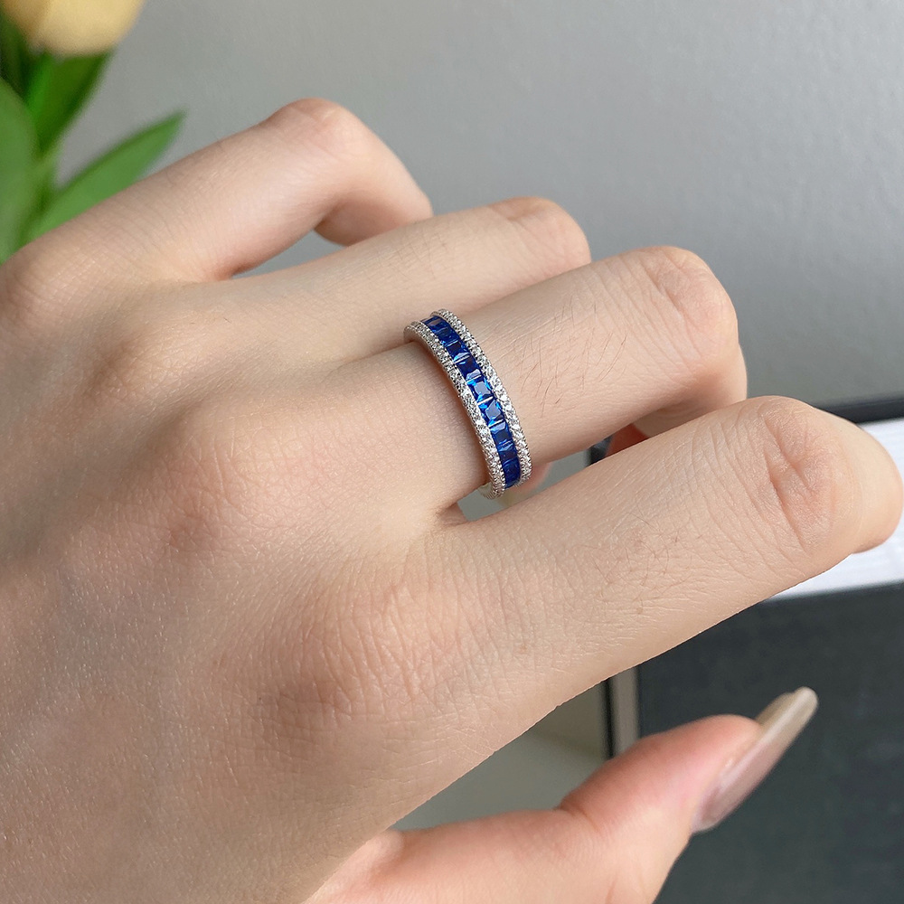 Luxurious Geometric Sterling Silver Plating Zircon Rings