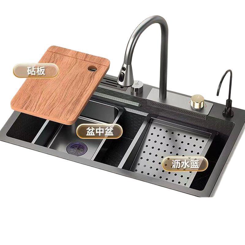 Nano Gun Grey 304 acero inoxidable gran tanque de cocina doméstica lavavajillas un conjunto completo de lavavajillas