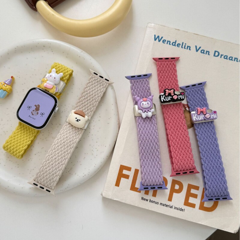 Cartoon Wave Pattern Magnetic Woven Watch Strap Suitable for Apple Watch Iwatch12 Generation 11/10Ultrase