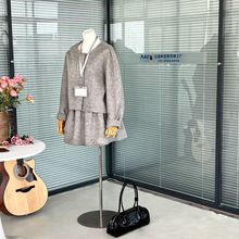 【柔灰序章】韩系浅灰色小个子百褶裙减龄宽松百搭毛呢外套女25秋