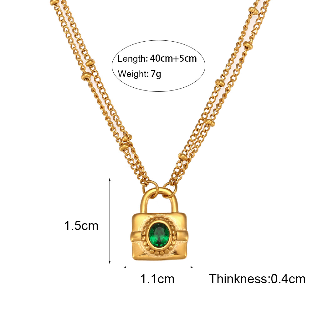 Fashion Lock Stainless Steel Plating Inlay Zircon Pendant Necklace 1 Piece