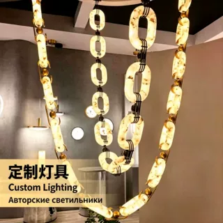 轻奢项链云石灯非标定制吊灯酒店大堂客厅别墅展厅餐厅宴会厅灯具