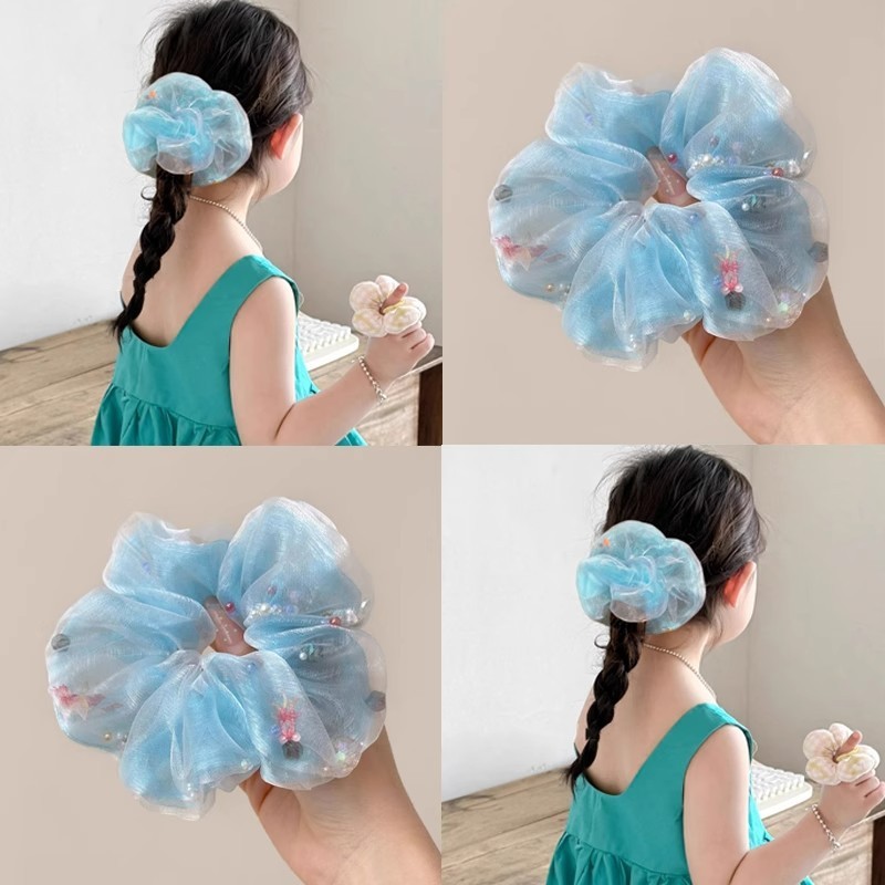ポニョの夏の青い小さな金魚のヘアバンド夏シンプルな小さな新鮮なハイエンドのヘアゴムバンド女性用|undefined