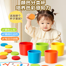 蒙氏早教益智玩具宝宝认识颜色分类杯幼儿童配对认知启蒙训练教具