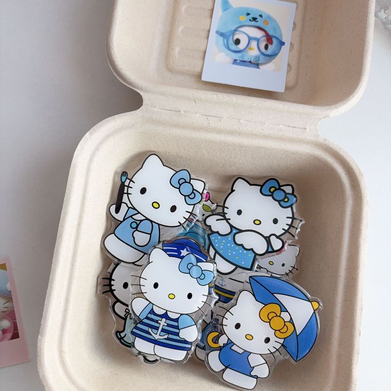 蓝色系天使翅膀kitty支架适用任何手机气囊3m粘贴式桌面懒人|undefined