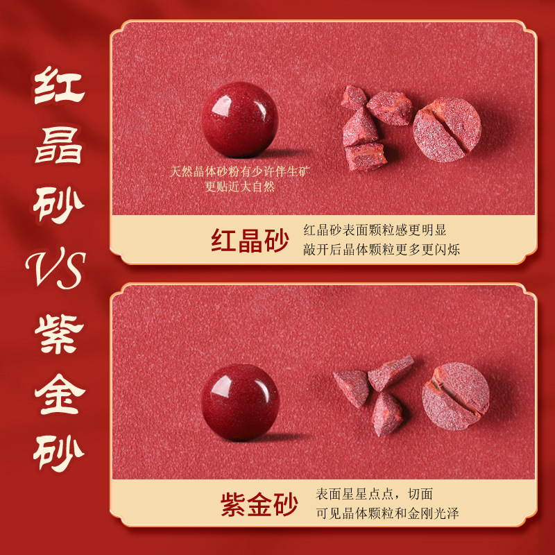 新款紅晶砂本命年硃砂手串女款高含量天然紫金砂晶體砂粉手鍊