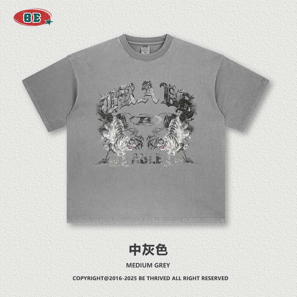 BE ropa de hombre | 2025 verano marca de moda europea y americana retro calle alta impresión verde de manga corta camiseta suelta casual camiseta hombre image 8