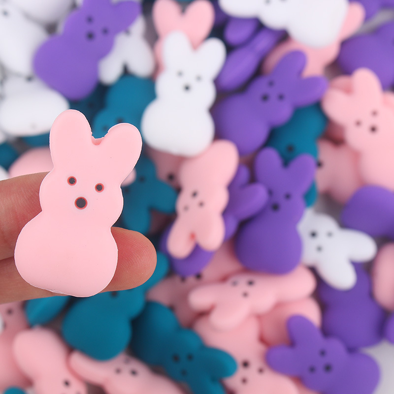 Fábrica nuevo conejo de dibujos animados cuentas de silicona accesorios de bolígrafo cuentas cuentas sueltas joyas de bricolaje para niños cuentas de silicona al por mayor