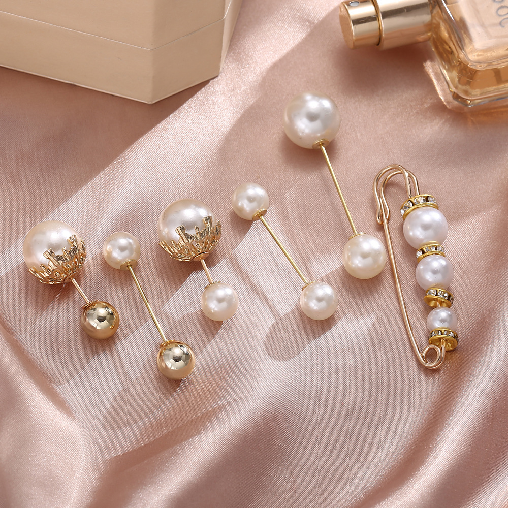 New Fashion Style Retro Creative Simple Pearl Brooch Set display picture 2
