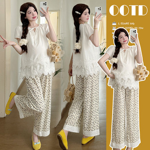 in stock real shot-pregnant women 2025 new Korean lace jacket Joker