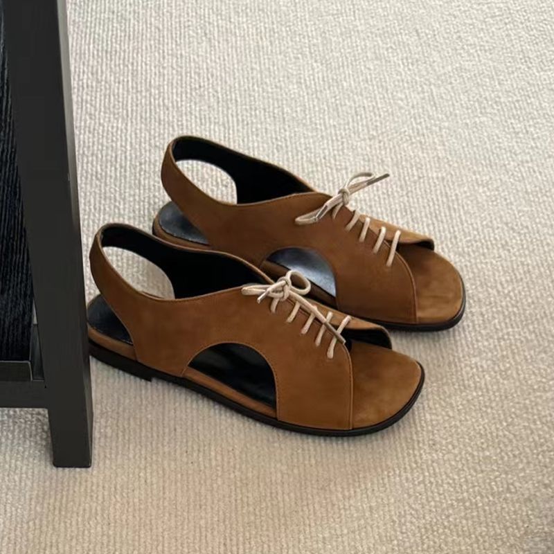 Fashionable belt open toe flat