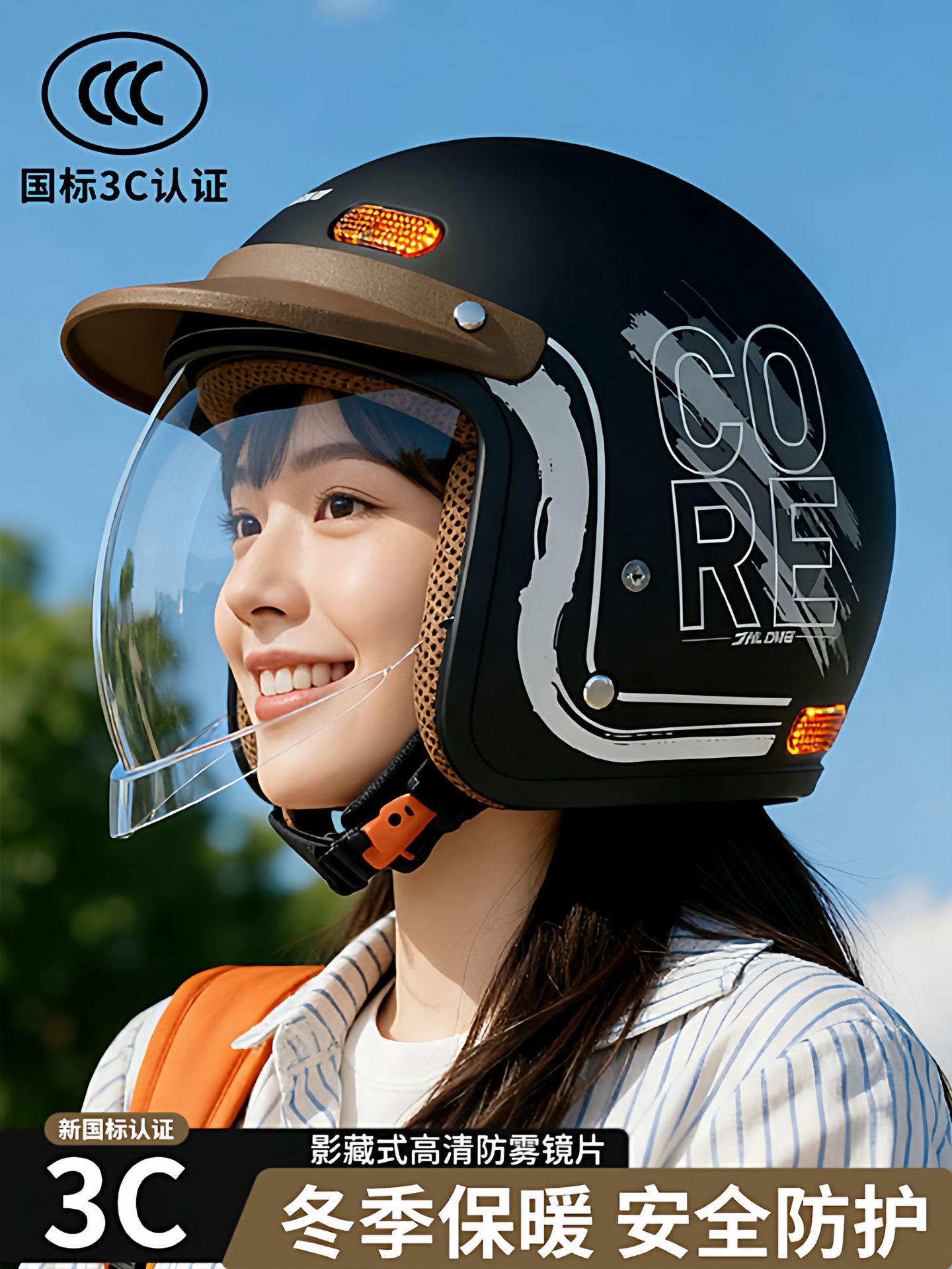 Cross-Border Junhao Long 3C Certified Electric Motorcycle Push-Type Helmet for Men and Women for All-Season Takeaway Riding