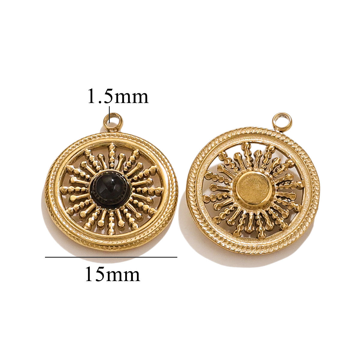 Retro simple de acero inoxidable piedra natural turquesa colgante circular con collar pendientes DIY colgante transfronterizo