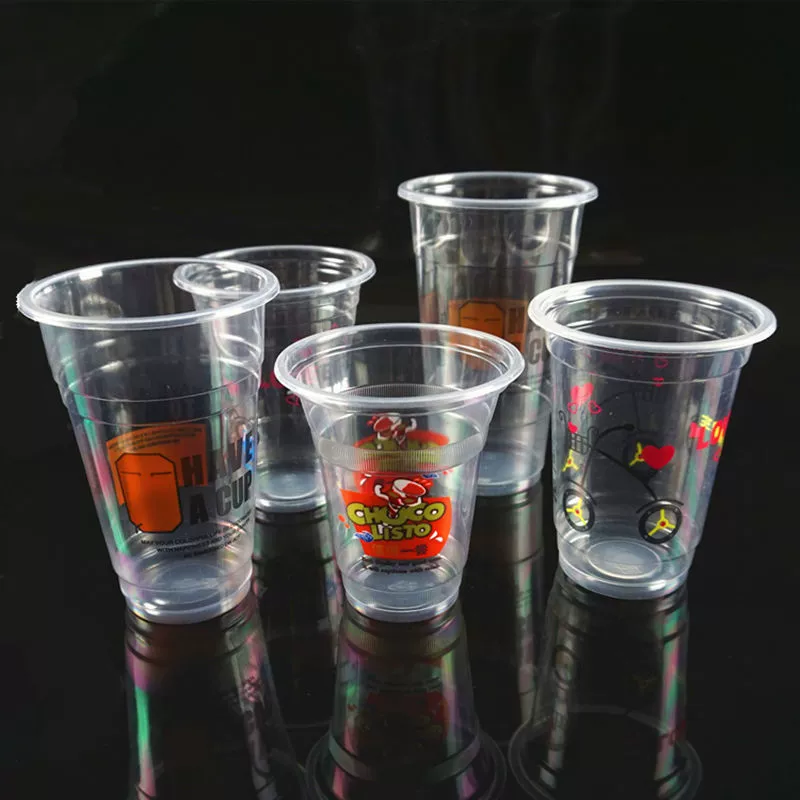 Plastic disposable tea cup, glass, set, cover, straw