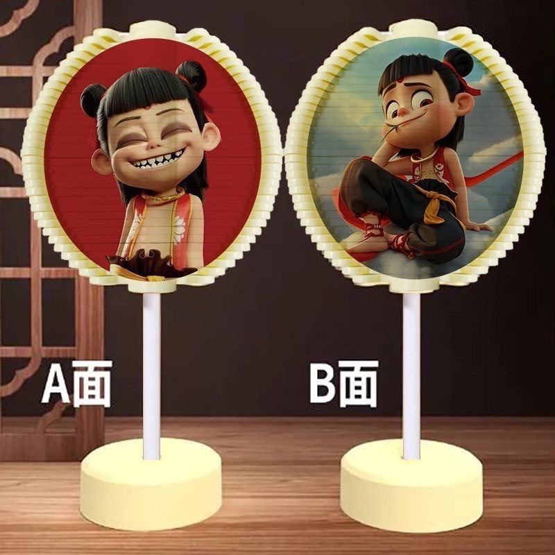 哪吒旋转棒儿童脸谱斐波那契螺旋树卡通魔童闹海棒棒糖解压摆件|undefined