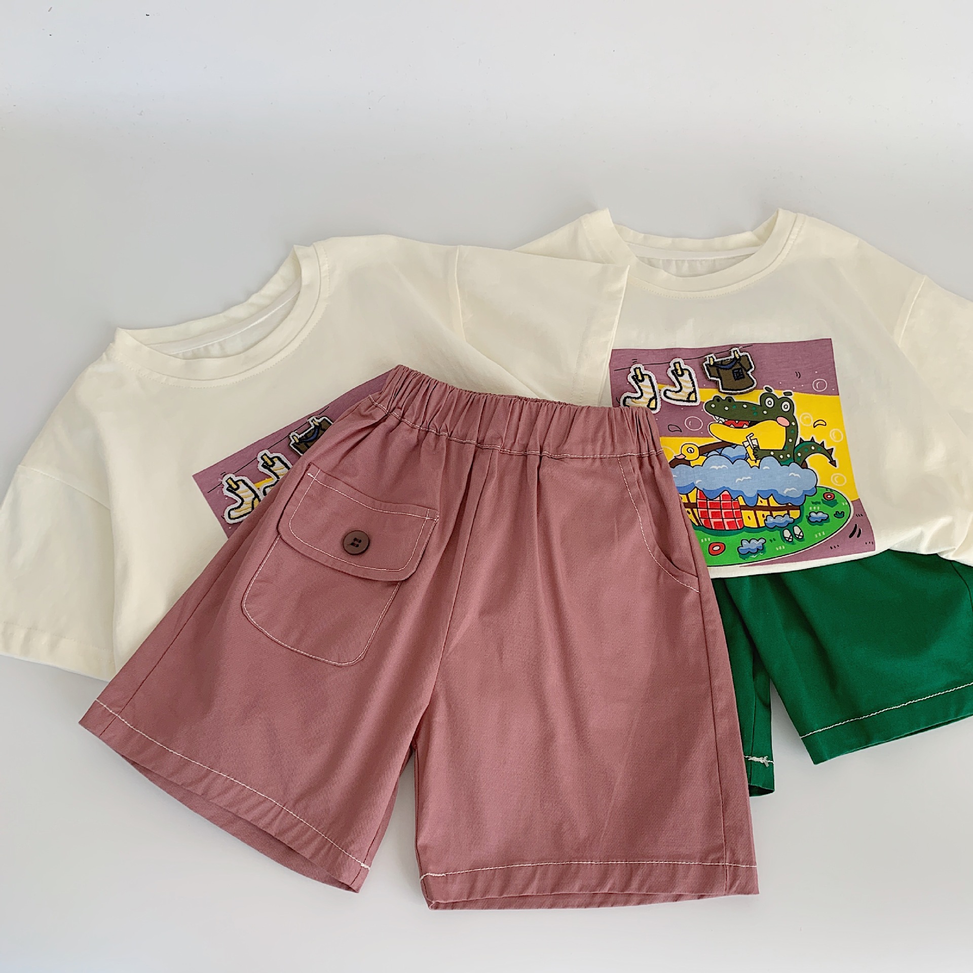 Maibao ropa de verano para niños traje casual para niños pantalones cortos de manga corta de dos piezas 2025 verano nuevo estilo para niños al por mayor