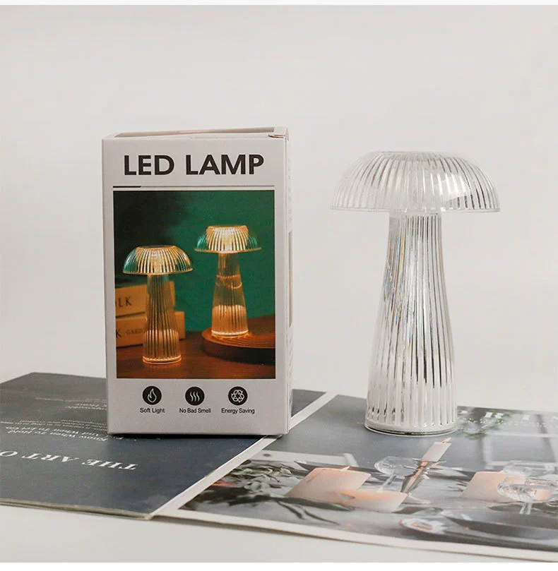 Лампа настольная-гриб LED, прозрачная PS ночник, батарея AG13 9.5×15.5 см