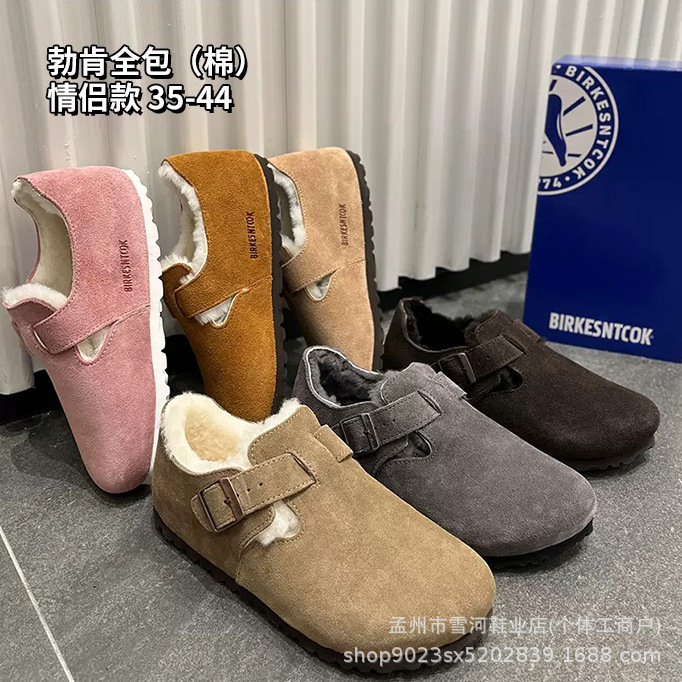 Sangpo Sheepskin Birkenstock-Style Women's Half-Slipper Winter 2025 New Cork and Fleece-Lined Cotton Shoes Birkenstock Slippers