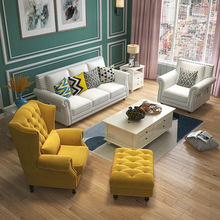 美式沙发布艺 乡村地中海客厅整装轻奢小户型科技布三人组合沙发