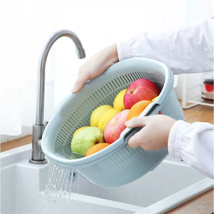 Раковина для мытья овощей Двухслойная пластиковая корзина для фруктов Большая корзина для фруктов для гостиной Домашняя кухня корзина для мытья овощей корзина для фруктов