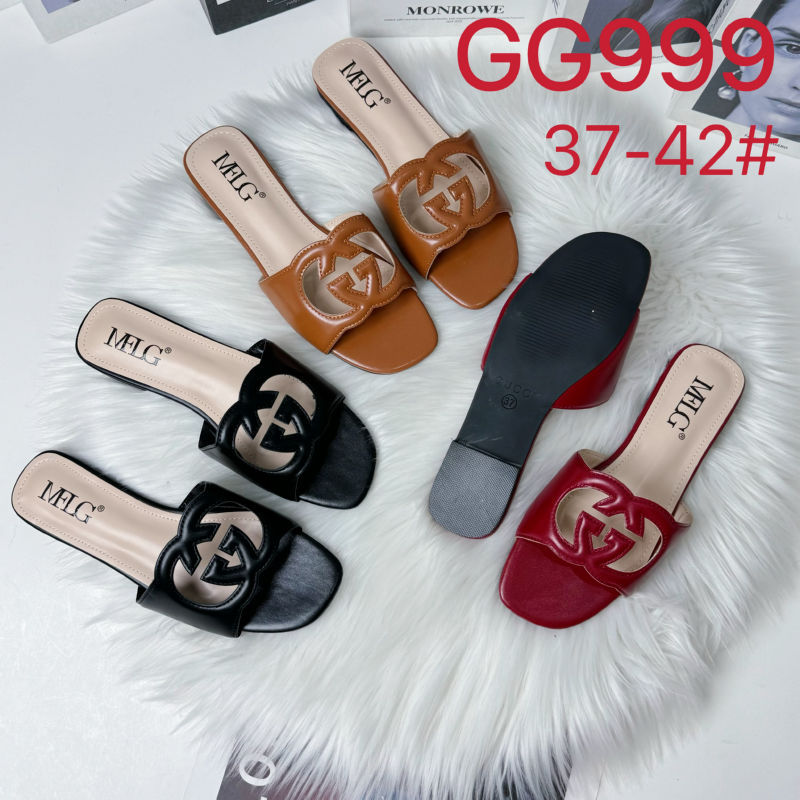 2025跨境ZAR夏新款欧美时尚简约双G扣平底拖鞋slippers现货批发