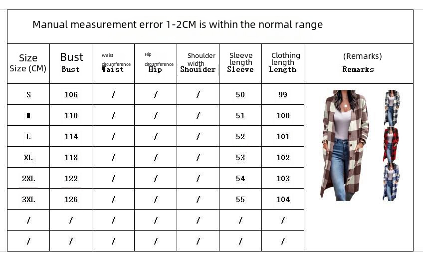 Women's Plaid Button Pocket Coat Loose Longline Cardigan Jacket_voghion.com