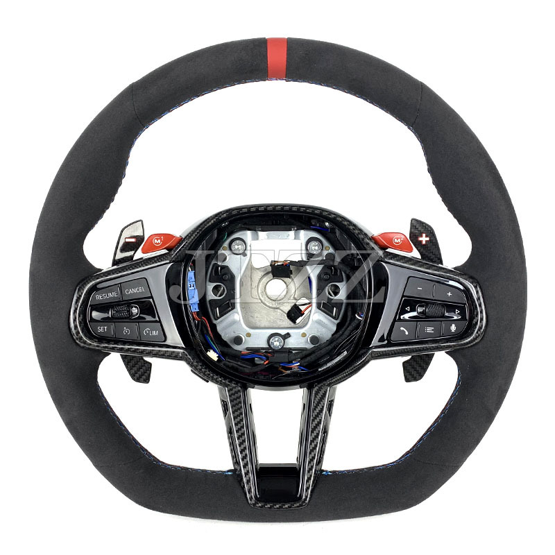 Suitable for BMW G20G30G38M3M5M6 modified new MP leather carbon fiber trim cover paddle steering wheel