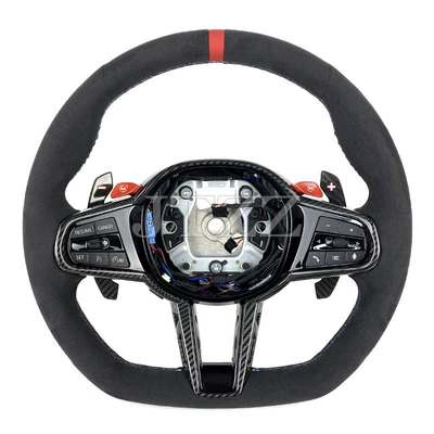 Suitable for BMW G20G30G38M3M5M6 modified new MP leather carbon fiber trim cover paddle steering wheel