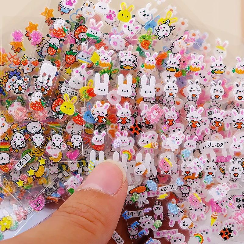 Children's Cartoon Luminous Bunny Nail Stickers Princess Baby Waterproof Nail Art Decals Kids Nail Stickers Cute