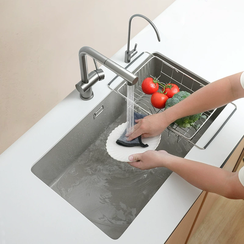 Резиновая раковина Fujida Gray Quartz Sink Granite Kitchen Washing Basin Dish Pot Under Counter Basin Balcony Size Single Tank