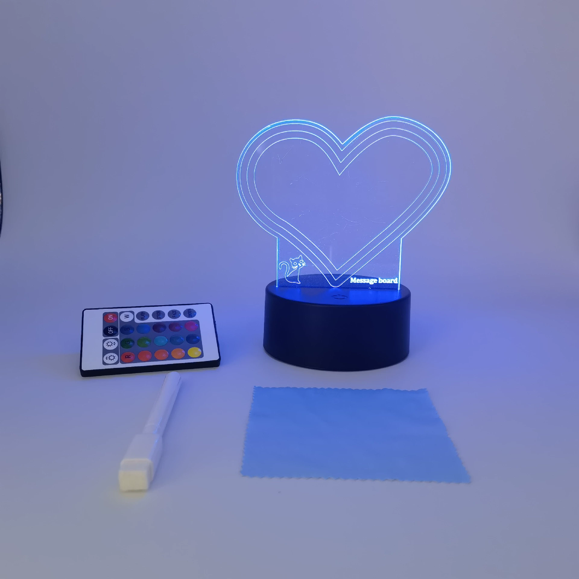 3D ночная лампа с пультом дистанционного управления, USB 4W, акриловая панель и база ABS, черная или белая