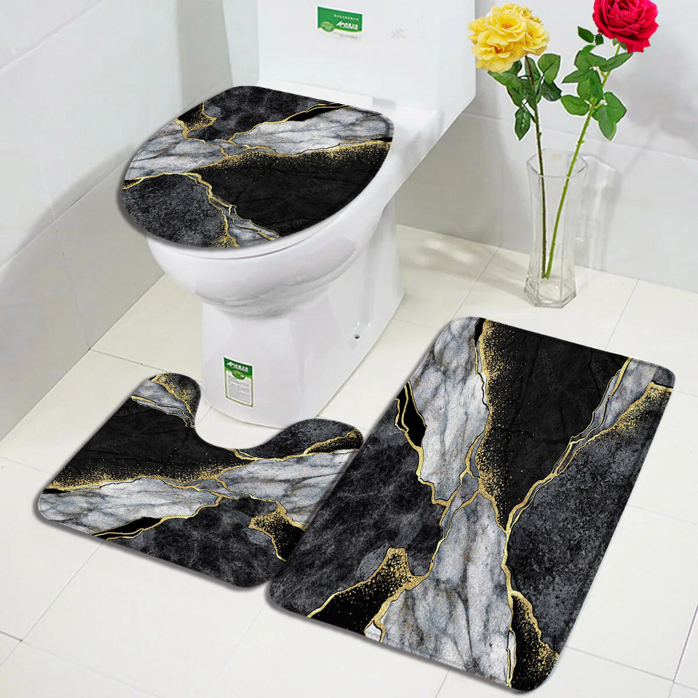 Baño transfronterizo de tres piezas aislante de frío absorción de agua alfombra de franela resistente al desgaste y sucia fácil de cuidar alfombra antideslizante de decoración doméstica