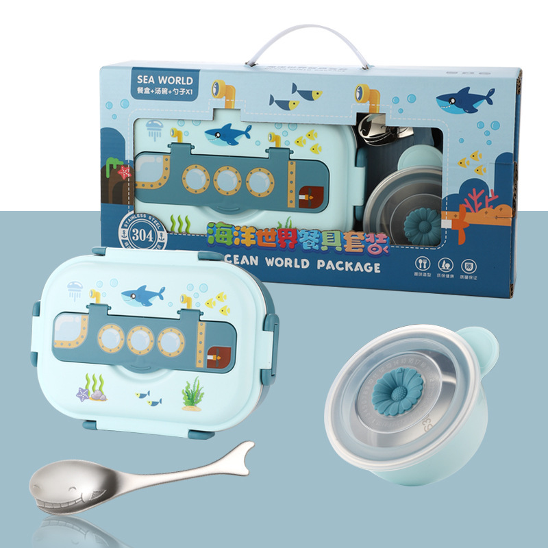 304 Children's Dinner Plate Kawaqi Ocean World Three-compartment Dining Box with Soup Bowl Thermal Insulation Water Injection Creative Tableware 304 Children's Dinner Plate Kawaqi Ocean World Three-compartment Dining Box with Soup Bowl Thermal Insulation Water Injection Creative Tableware