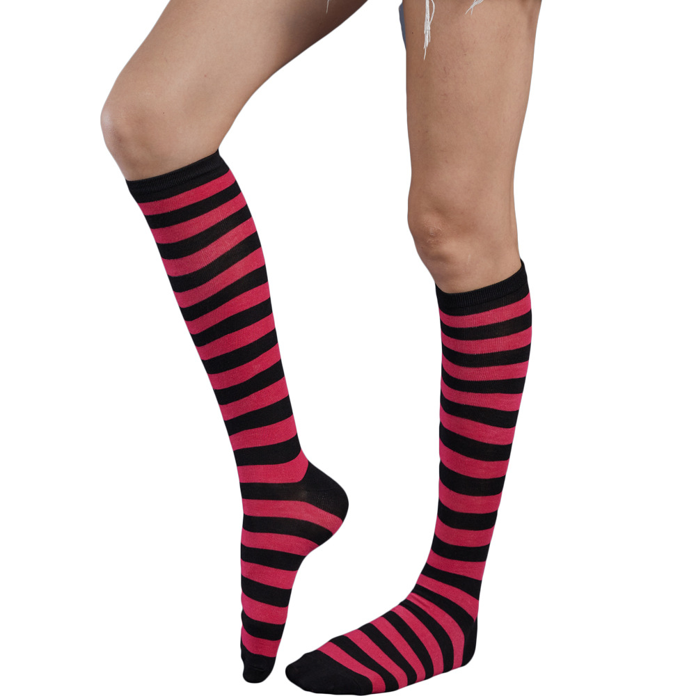 Calcetines de media pantorrilla de las mujeres japonesas calcetines hasta la rodilla a rayas calcetines de mujer estilo universitario fábrica al por mayor