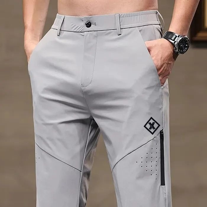 Summer Thin Pants Men's Ice Silk Casual Pants Loose Straight Trendy Versatile Outdoor Breathable Quick-Dry Long Pants