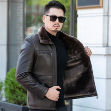 2025新款皮衣男毛一体夹克外套海宁冬季加绒加厚爸爸装绵羊皮男装