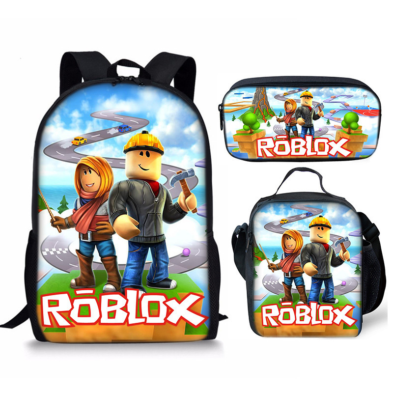 3D 新製品 Roblox 学生スクールバッグ ランチバッグ ペンシルバッグ Roblox プリント バックパック 3 点セット|undefined